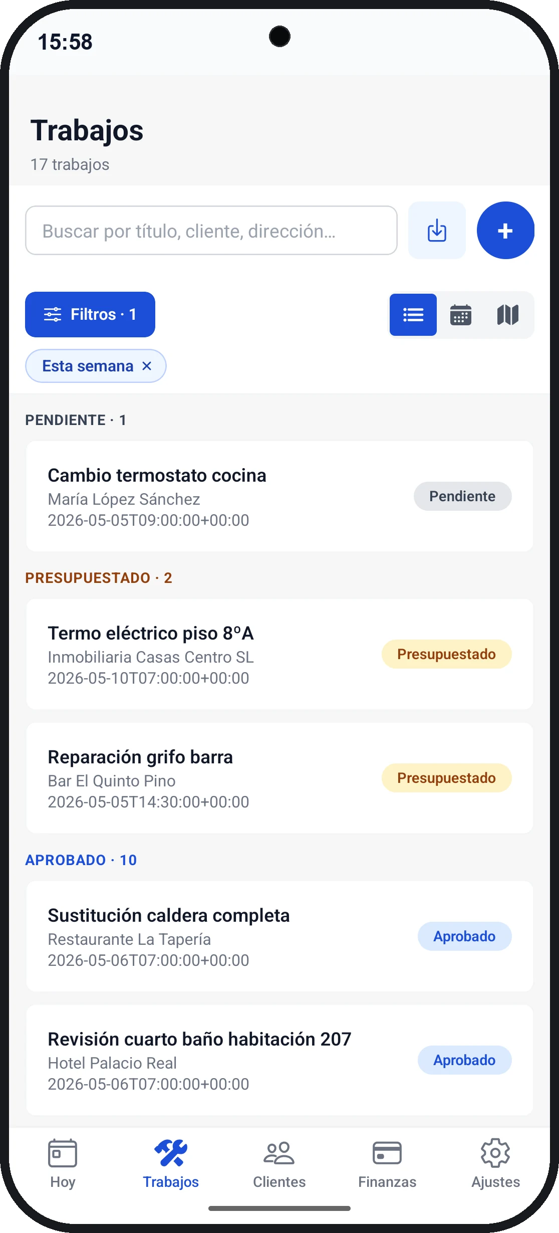 Lista de trabajos pendientes en Plenia