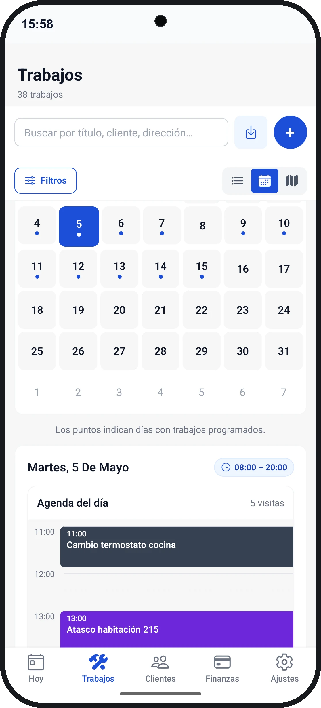 Calendario de visitas en Plenia